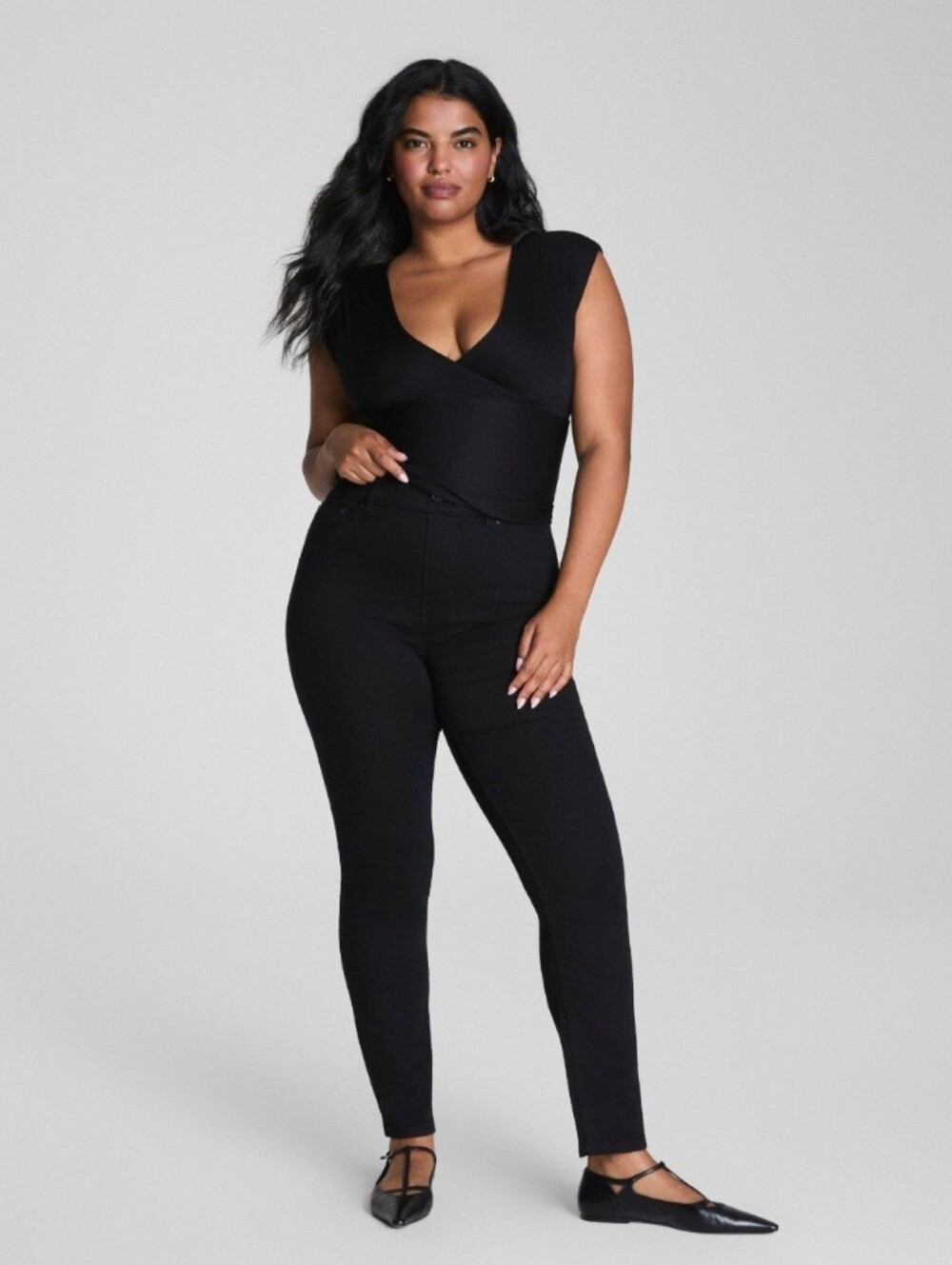 Spanx Skinny High Rise Denim Jeans Sz L Black Sz 8